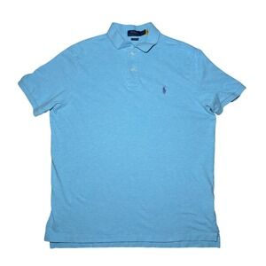Polo Ralph Lauren Mens Classic Fit Light Blue Short Sleeve Polo Shirt Size Large